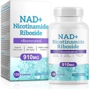 Suplimentul NAD pentru bărbaţi şi femei - Nicotinamidă lipozomală Ribozidă, Querbetin, NAD+ Supliment cu Resveratrol 910mg - Suporturi musculare, creier, energie, 120 capsule