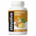 STAY ALIVE capsule de rădăcină de ghimbir pure 1000mg, 10:1 pulbere de extract cu 5% Gingerols, 120 de pastile, pudra de rădăcină de rezistență extra, Vegan, non-GMO și Ginger suplimentar fără gluten