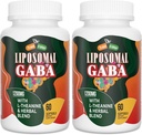 GABA lipozomal cu L-Theanin Suplimente 1200mg - Complex GABA de înaltă absorbţie cu Ashwagandha, Mușețel, Tartă Cherry Suplimente Herbal pentru bărbați și femei, 120 Softgels