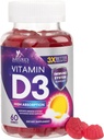 Vitamina D3 Gummy 5000 UI (125 mcg) - Vitamine dietetice D Suplimentul pentru femei şi bărbaţi - Bone, Dinţi, Musculare şi Immune Health Support, Potenţă mare VIT D3 Natura Non-GMO & Gluten Free - 60 Gume