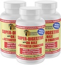 Sunshine Naturals Super Digestive Supliment. Ox Bile & Charcoal activat pentru suport digestiv, ajutor la înălbire, gută curată, absorbție nutrient, și Wellness generală. 100 comprimate. Cutie cu 3 flacoane