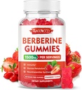 Berberine Gummies cu Ceylon Scorțișoară 1500mg mare Potență Berberine HCL Supliment pentru Suport Imun, Zahăr gratuit, Vegan, Aroma de căpșuni, 60 Conte