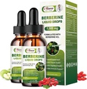 2 ambalaj Berberine suplimentare picături lichide pentru sistemul imunitar și suport sistem digestiv - Premium Berberine HCL 1500mg cu Scorțișoară Ceylon Pure -4 Fl Oz