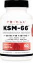Primal KSM-66 Ashwagandha Complex (60 capsule / 60 serviri, 600 mg per servire) - KSM-66 Ashwagandha cu extract de piper negru, gluten gratuit, non-GMO