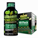 Vitamina energie Workout+ Extra Putere Energie Shot Sour Apple 48 Pack, 260mg Natural Cafeina, Pre-Workout, B-Vitamins, Minerale, Endurance & Performance, Zero Sugar, Gluten-Free, Vegan, 1.93 fl oz