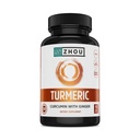 Zhou Turmeric Curcumin cu ghimbir - Turmeric și Ginger Supliment pentru femei și bărbați, Curcuminoide cu extract de ardei negru pentru Digestie și Digestive Health - 90 Capsule vegetale