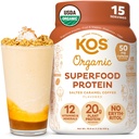 KOS Vegan Praf de proteine, Sare de cafea Caramel - Blend de proteine de arahide cu carbohidrați scăzut, plante organice Superfood bogat în vitamine și minerale - Keto, lactate gratuit - Înlocuirea mesei pentru femei și bărbați - 15 Serviri