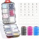 3 Pack 14 GRIDS Travel Pill Organizator Box cu etichete - Case de medicină de călătorie Kit - Pocket Daily Pharmacy Container - Deţinătorul de medicamente de călătorie Dispenser pentru ulei de peşte supliment de stocare - Clear