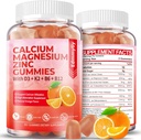Suplimentul de zinc de calciu fără zahăr şi magneziu Gume cu vitamina D3 şi B12 pentru femei şi bărbaţi cu absorbţie mare Suplimentul de magneziu de calciu pentru suport imun (120 Counts)