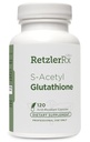 RetzlerRx S-Acetyl Glutatione Supliment 100 mg. per capsulă, Made in USA - 120 Acid-Resistant Capsule - Suport antioxidant - Non-GMO, Soy & Gluten-Free / Bergaflow®, Grad farmaceutic