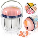 Portable Pill Box, GloDeals Weekly Pill Organizator 7-Day Travel Medicine Organizator BPA Proof gratuit de umiditate Container medicament portabil pentru vitamine, uleiuri de pește, suplimente (Pink-)