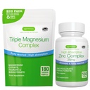 Triple Magneziu Complex 180 Tablete + Zinc Complex Vegan Bundle, Absorbție ridicată Magneziu Chelated + 25mg Picolinat de zinc și Bisglicinat cu cupru, de Igennus