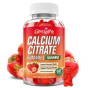 Citrat de calciu Gumies, Citrat de calciu gratuit de zahăr 1000 mg pentru musculare sănătoase, Absorbție Suplimente de calciu pentru adulți și copii, Căpșuni, 60 Conte