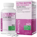 Bronson Ultra Biotin 10000 Mcg Piele de păr și unghii Supliment, non-GMO, 360 Capsule vegetariene