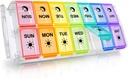 Organizator de pastile de 2 ori pe zi, Fullicon rapid umple mare săptămânale AM caseta de pastile, Medicina Organizator 7 zile, Zilnic pastile Cazuri - Rainbow (Patent înregistrat)