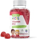 Viteey Vitamina B12 pentru copii Gummies, 1000mcg - Metabolism, Natural Energy Support - Vegan, Gelatină gratuit, Gluten gratuit, OMG-uri gratuit - Tasty Chewable B12 Aroma de zmeura Gummy