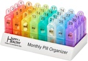Organizator lunar de pastile de 2 ori pe zi, 30 zile Pilula cutie AM, dimineata si noapte o luna Pill Box Organizator cu Daily Removable 31 zile Organizatori de pastile si organizatoare Tray