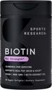 Sports Research® Biotin 10,000mcg with Organic Coconut Oil - Biotin (Vitamin B7) for Healthy Skin and Hair Support* - for Women and Men - Vegan, Non-GMO, Gluten & Soy-Free - 30 Veggie Softgels