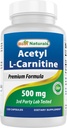 Cele mai bune Naturale Acetil L-Carnitina (ALCAR) 500 mg, 120 capsule, 120 Serviri - non-GMO și gluten gratuit, 1 capsulă per servire
