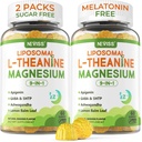 Liposomal L-Theanin 200mg Magneziu Glicinat 400mg Gummie cu GABA, 5HTP, Apigenin, Vitamina B6 & D3, Ashwagandha, Lemon Balm Leaf, Melatonin somn liber Chewable pentru relaxare Mood & Musculare, 2 Packs