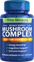 Capsule suplimentare ciuperci - 10x Complex de ciuperci cu coama Lions Cordyceps Shiitake Reishi Ciuperci Suplimente - Toate vitamine naturale din plante Extract pastile pentru focus energie și creier 90 capsule