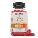 Zhou D3+K2 - Vitamina D3 K2 Supliment pentru femei și bărbați, Suport Imun Vit D3 și K2 Gummy, Gelatină Formula liberă cu 5000 UI de D3 și MK-7 - 60 Veggie Gumies (Pachet de 1)
