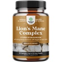 Advanced Lion's Mane Mushroom Supplement - Lions Mane Supliment capsule cu Reishi, Chaga, Maitake & Shiitake pentru Brain Health Memory Support & Focus - Nootropic for Mental Clarity - 30 Caps
