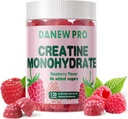 Creatine Monohidrat Gummie pentru bărbaţi şi femei 5g de Creatină Monohidrat per Servire - Zahăr fără, Vegan, Raspberry Flavor, 120 Conte