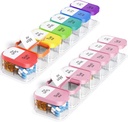 Odaro Extra Large Weekly Pill Organizator, XL Pill Box 7 Day AM, Jumbo Medicina Organizator 2 ori O zi pentru a ține zilnic de medicamente, vitamine, și suplimente, Rainbow & roz / alb (Set de două)