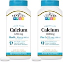 21st Century Calciu Plus D3 lichid umplut Softgel, 1200 mg, 90 Count (Pachet de 2)
