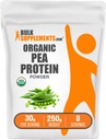 BulkSupplements.com Pudră organică de proteine pe bază de mazăre - Pudră de proteine pe bază de plante și Vegan - fără aromă și gluten, 30g per Serving, 250g (8.8 oz) (Pachet de 1)