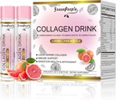 GREENPEOPLE Colagen lichid pentru femei și bărbați, 2500 mg de pește Colagen Peptides + Acid hialuronic + vitamina Bs & C, unghii de păr articulatii Suport oase (0,85 fl oz, 10 sticle, grepfrut)