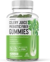 Gumă de mestecat pentru adulți - Gumă de mestecat prebiotică pentru detoxifiere Suport & Supergreens Boost cu suc de telina, Clorofilă, & Fibră prebiotică - 60 Conte