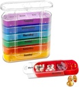 ABSOK Weekly Stackable Pill Organizator, 4 ori pe zi Pilula Organizator Dimineața, Noon, Seara, și Pattime,7 Compartimente Stackable