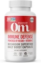 Om Mushroom Superfood Capsule de apărare imună Superfood Supliment, 90 Conte, 30 zile, Mushroom Blend, Reishi, Turcia Coajă, Maitake, Agaricus Blazei, Vitamina C, Vegan