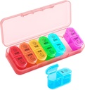 Betife Weekly Pill Organizator 2 ori pe zi, 7 zile Pill Box AM PM, Portable Travel Pill Case, Daily Pill Container Zi și noapte, Medicina Organizator pentru Medicamente, Vitamina sau Supliment (Pink)