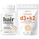Micro Ingrediente Vitamina D3 5.000iu + K2 100mcg Softgels & Hair Vitamine Complex Capsule Bundle 2 Pachet Essential Sunshine Vitamine 