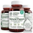 Nutra Natural Papaya Enzime masticabile pentru digestia si curatarea corpului - Suportă Digestive Health, Ease Discomfort gastro-intestinal - Absorbtie nutrienta si reduce balonare - 90 comprimate Vegan