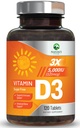 Vitamina D3 5000iu (125 mcg) Sprijin pentru sănătate imună - supliment alimentar de înaltă potenţă Vitamina D pentru oase, dinţi, muşchi - VIT D Natura, Vegan, Gluten gratuit, aroma de zmeură - 120 comprimate masticabile