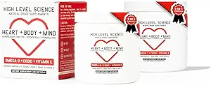 Inalt nivel stiinta CoQ10, Omega-3, Vitamina E, cardiolog Formulat pentru inima + corp + sanatate mentala, DHA/EPA, antioxidant pentru energie, ulei superior biodisponibil de peste, gluten gratuit, 60 Softgels - 2 ambalaj