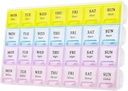Large Weekly Pill Organizator de 4 ori pe zi, umiditate-Proof 7 zile pastile cutie, Pastile de călătorie pastile portabile pentru pastile vitamine de pește suplimente de ulei (Yellow)