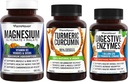 FarmHaven Magneziu Glicinat & Malate Complex w/Vitamina D3 și Curcumina Turmerică cu Pepper negru BioPerine și enzime digestive cu 18 Probiotice și plante aromatice