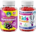 DR. MORITZ Elderberry Gummies pentru copii și familie- Sistemul imunitar Booster și de sprijin pentru sănătate cu extract negru Sambucus Elderberberries - Vitamina și Zinc Imunity Herbal Boost Supliment pentru copii