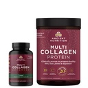 Nutriție veche Multi Colagen Capsule avansate, Lean, 90 Conte + Multi Colagen Pulbere de proteine, Nearomate, 45 Serviri