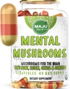 Capsule de ciuperci mentale, Supliment de extract organic w/ Lion's Mane, Cordyceps, Reishi şi Chaga, Boost Your Focus, Energie, Wellness şi Sistemul imunitar - Ciuperci Nootropice, Suport imunitar 90ct