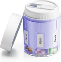 Daviky Pill Organizator, Organizator Supliment cu 7 Compartimente mari, Pilula de călătorie Distribuitor rotund cutie de pastile cu două Lids (Purple)