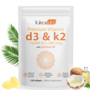 Noiseel Vitamina D3 K2 Capsule, Suplimentul de vitamine D3&K2, Vitamina D3 și K2, Suplimentul D3, Suplimentul de ulei de cocos K2 D3 (120)