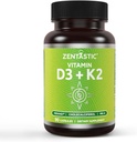 Vitamina Zentastica D3 K2, 5000UI & 200mcg, Vitamina D & Patentata MK7 & MK4 pentru suport complex 3-in-1 - Vegetarian, Non-GMO, 90 Capace