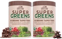 ȚARA Ferme Super Greens Ciocolată Arovă, 50 Ecologic Super Foods, USDA Organic Drink Mix, Fructe, Legume, Super Verzi, Ciuperci & Probiotice, Suporturi Energie, 40 Serviri, 10,6 Oz, 2 Pack