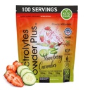 PulbereVitamina Electroliti Pulbere Plus (100 Serviri) Căpșuni Castravete Electrolit Pulbere Zero Calorie Keto,0Sugar, No Maltodextrin,1000mg Potasiu,120mg Calciu,120mg Magneziu, Pulbere de hidratare